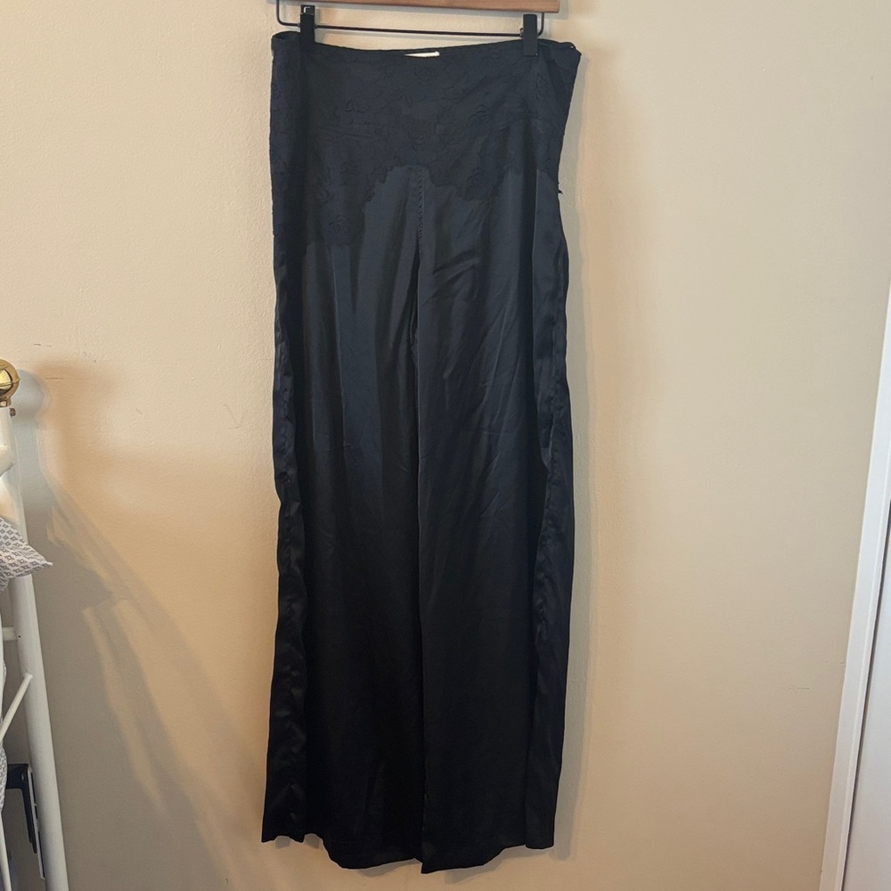 Brenda Knight for Free People Peppy Lace Wide Leg Satin Pants